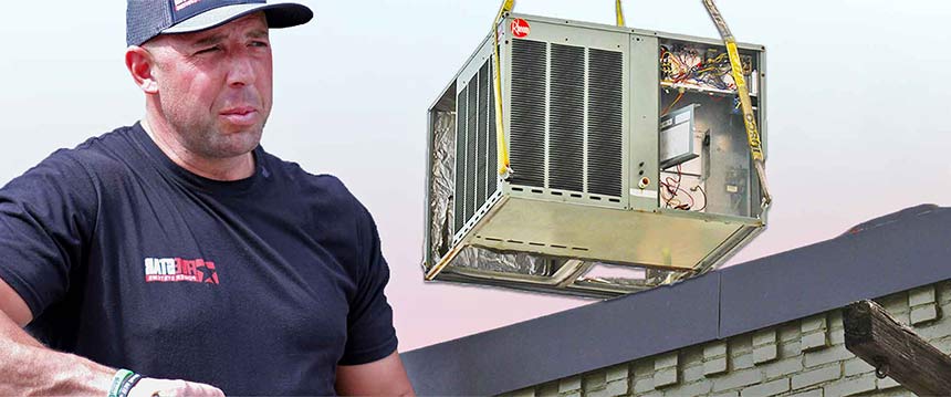 Five Star Power Systems owner Ken Kloster at a commercial air conditioning installation
