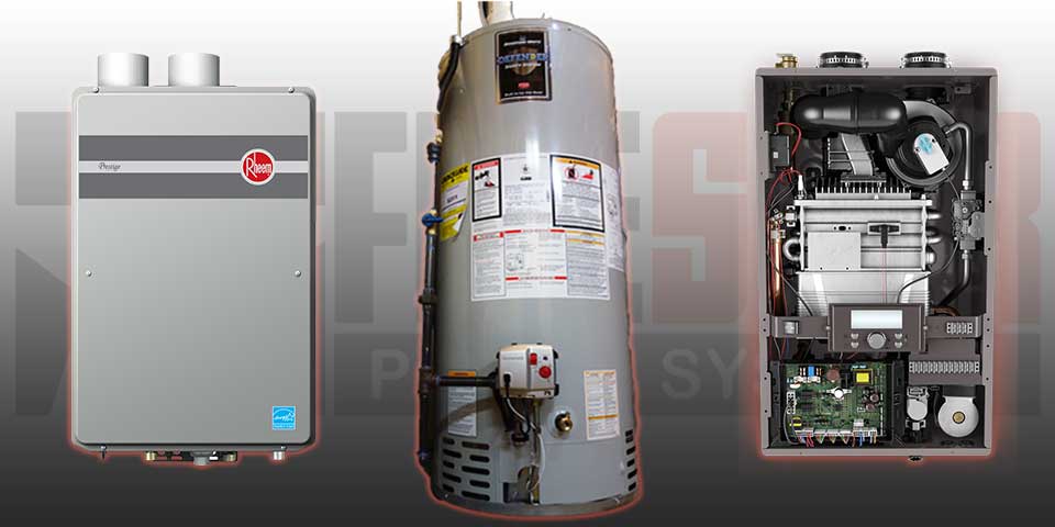 Three water heating systems