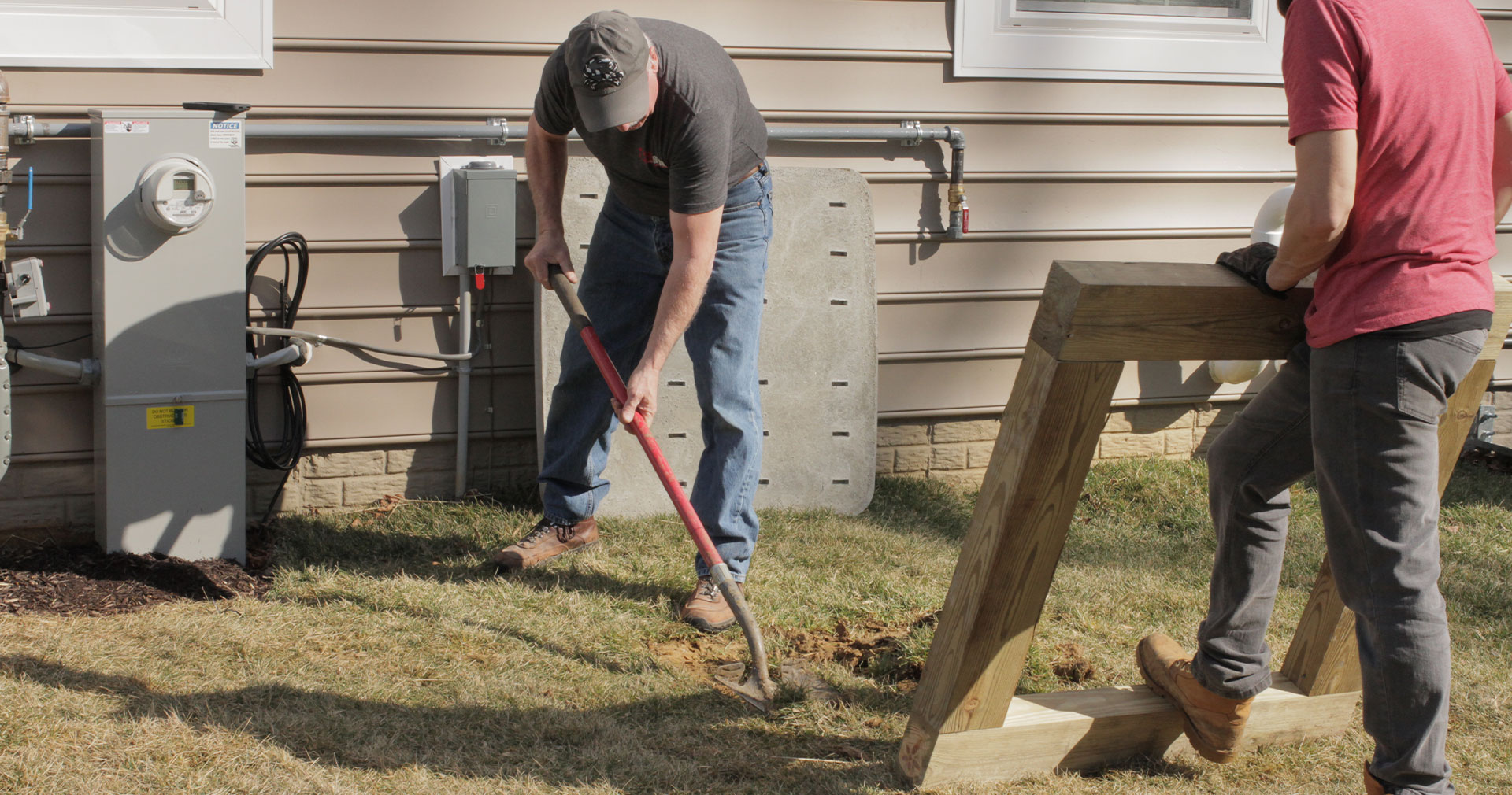 Ken Kloster digging out an area to set generator pad