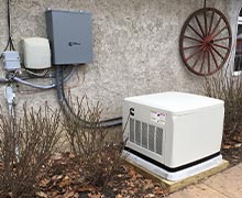 A Cummins RS20A 20kW standby generator installed to code on the side of a home in Anne Arundel County