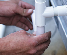 Plumbing being installed into a new heating and air system